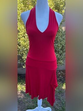 Fitelle Paris Made In France Red Halter Midi Dress Y2K